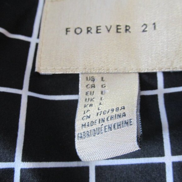 Forever 21 Single Button Blazer Jacket Womens Size Large Black White Check Coat - Picture 3 of 6